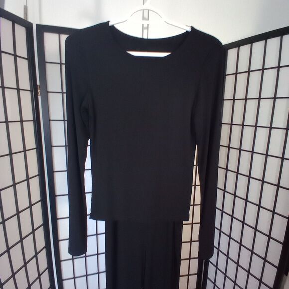 2-PIECE JERSEY SET WOMEN'S Black Long Sleeve Top & Pants Size Medium - Picture 1 of 7